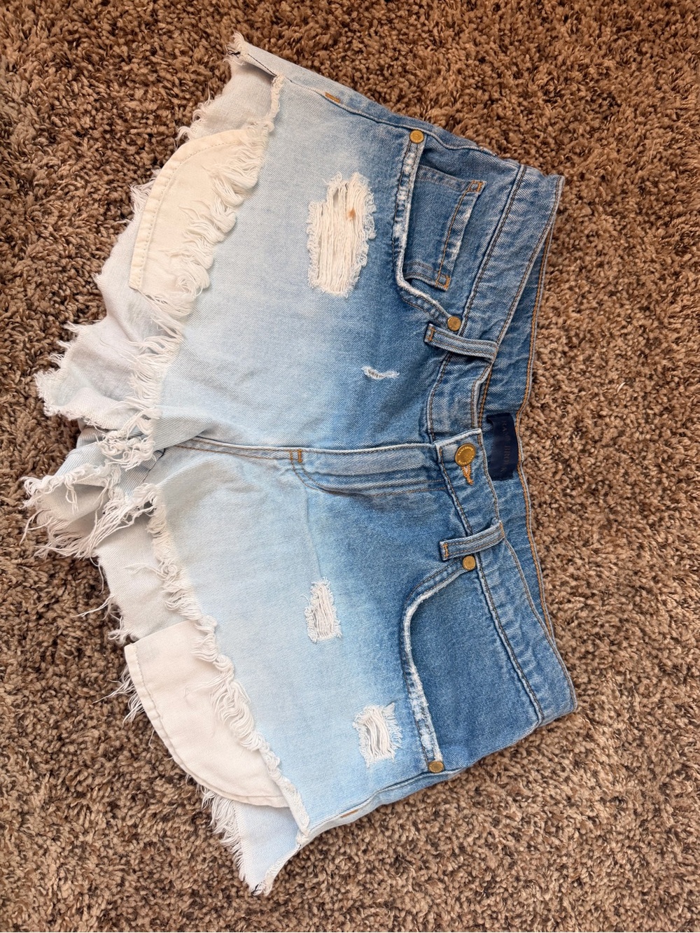 Ramy Brook Light Blue Ombre Frayed Denim Shorts